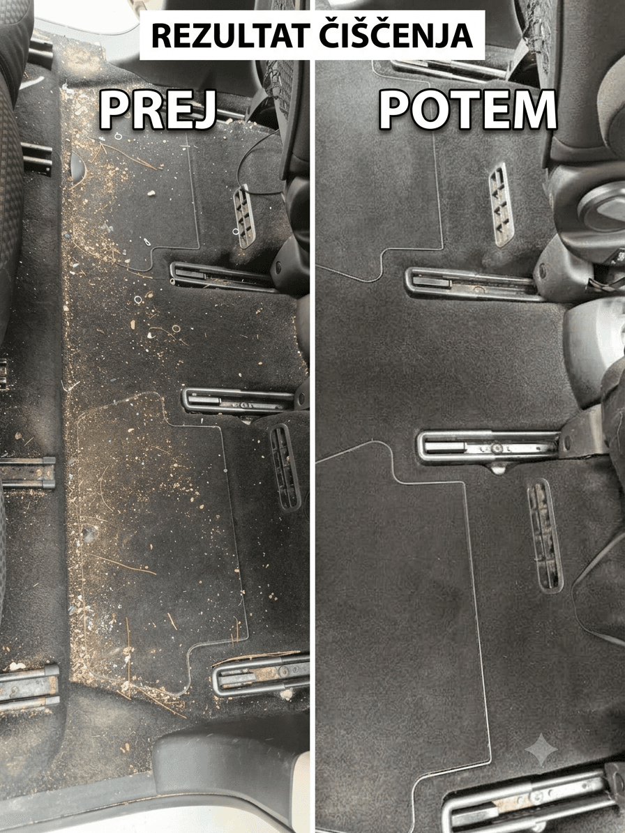 Preproga vozila pred in po čiščenju